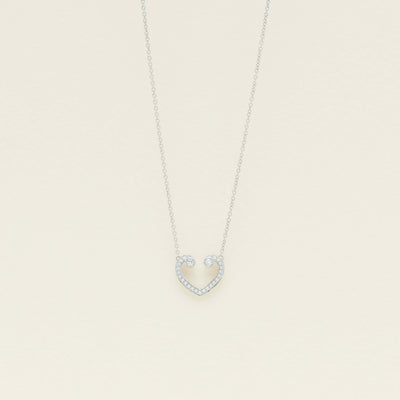 18ct White Gold Diamond Koru Heart Pendant - Necklace - Walker & Hall