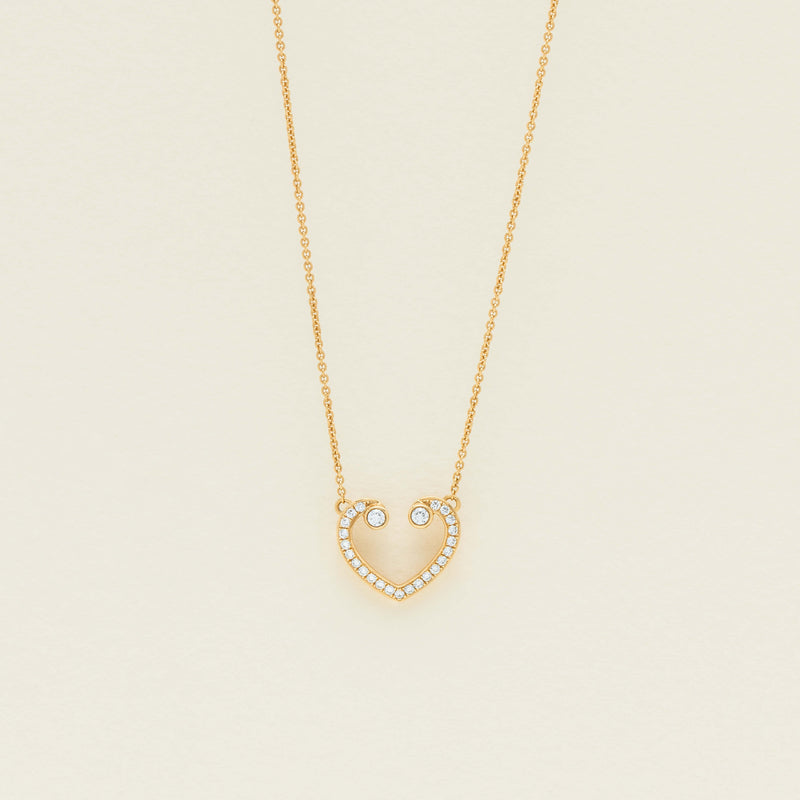 18ct Yellow Gold Diamond Koru Heart Pendant - Necklace - Walker & Hall