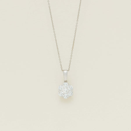 18ct White Gold 1.20ct Diamond Lotus Pendant - Necklace - Walker & Hall
