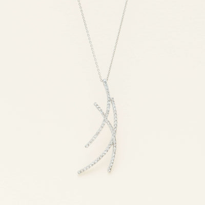 Deja Vu 18ct White Gold .51ct Diamond Abstract Pendant - Necklace - Walker & Hall