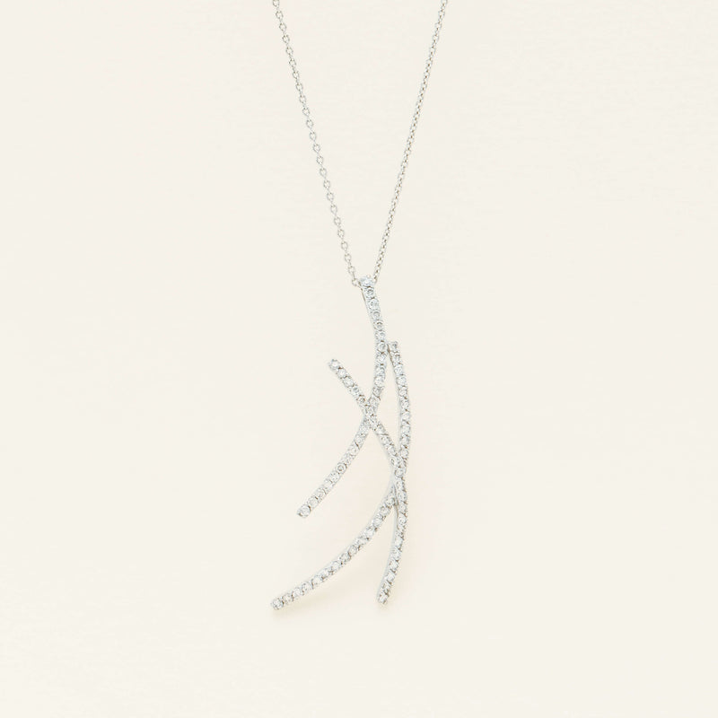 Deja Vu 18ct White Gold .51ct Diamond Abstract Pendant - Necklace - Walker & Hall