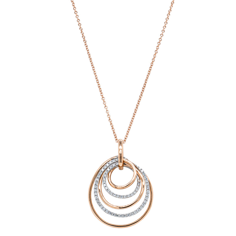 18ct Rose Gold Diamond Pendant - Necklace - Walker & Hall