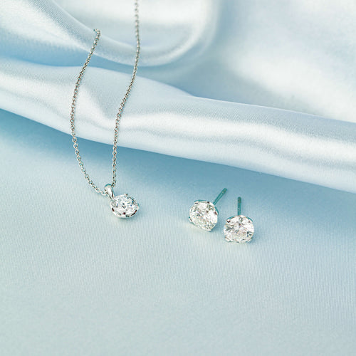 Natural Diamond Blossom Studs & Pendant
