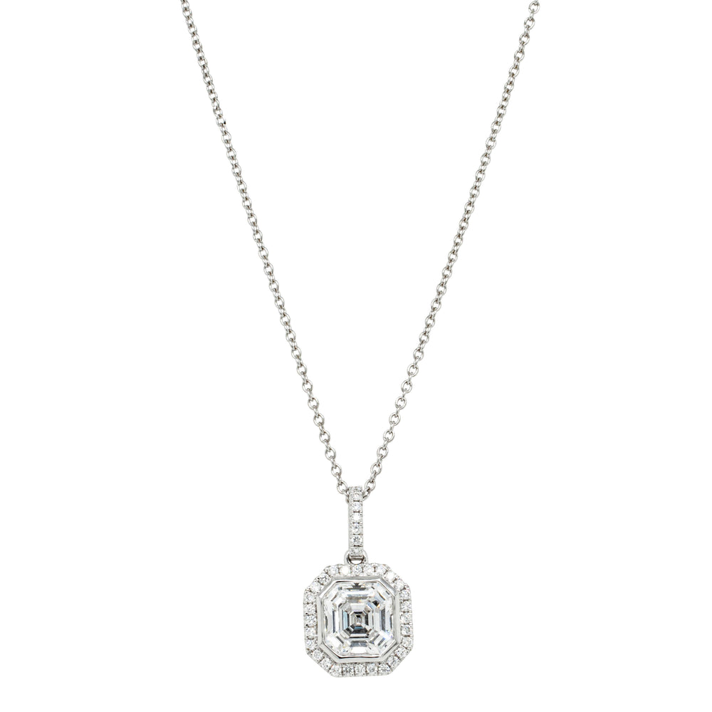 18ct White Gold 2.09ct Reclaimed Asscher Diamond Isla Pendant