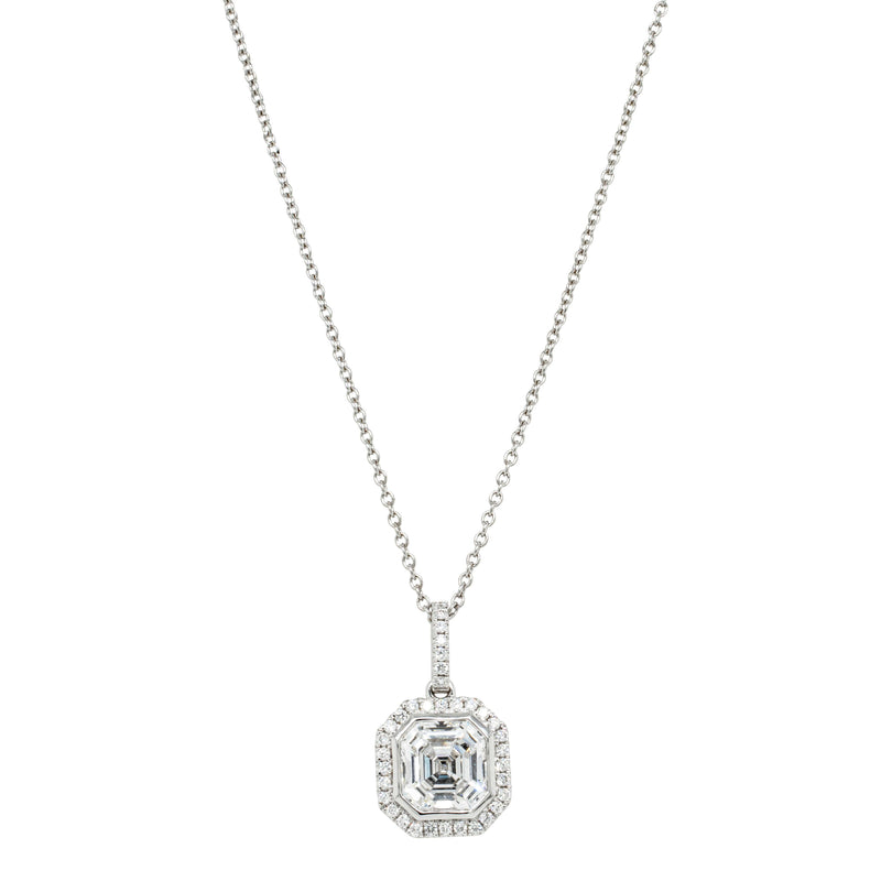 18ct White Gold 2.09ct Reclaimed Asscher Diamond Isla Pendant