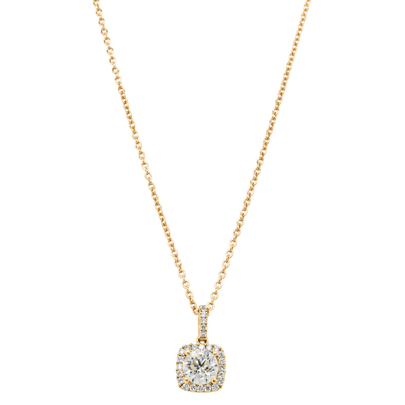 18ct Yellow Gold .68ct Reclaimed Diamond Peony Pendant