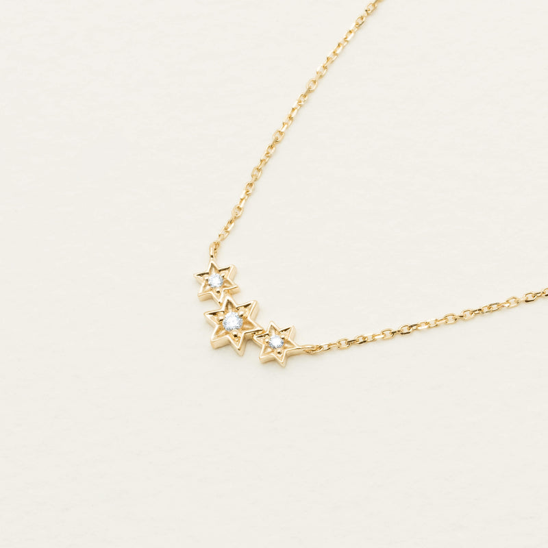 9ct Yellow Gold Diamond Stars Pendant - Necklace - Walker & Hall