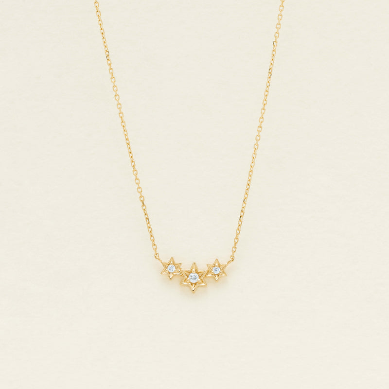 9ct Yellow Gold Diamond Stars Pendant - Necklace - Walker & Hall