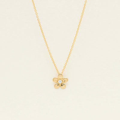 9ct Yellow Gold Diamond Flower Pendant - Necklace - Walker & Hall