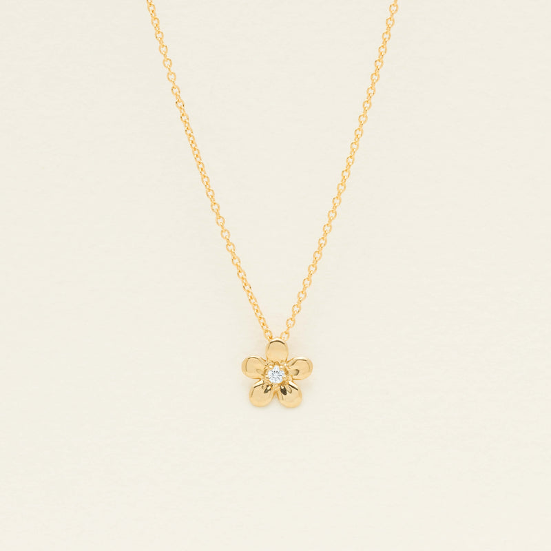 9ct Yellow Gold Diamond Flower Pendant - Necklace - Walker & Hall