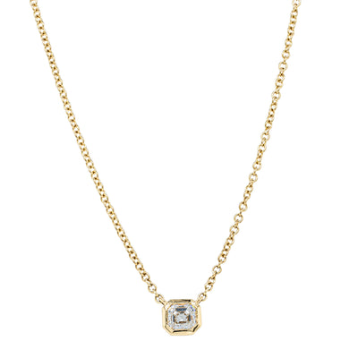18ct Yellow Gold .41ct Assher Cut Diamond Natalia Pendant-Necklace-Walker & Hall