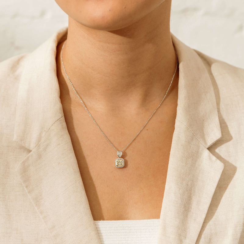 18ct White Gold 1.16ct Yellow Diamond Isla Pendant - Necklace - Walker & Hall