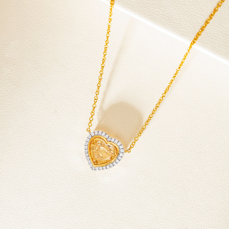 18ct Yellow Gold 3.01ct Yellow Diamond Heart Isla Pendant - Necklace - Walker & Hall