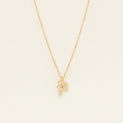9ct Yellow Gold Diamond Leaf Pendant - Necklace - Walker & Hall