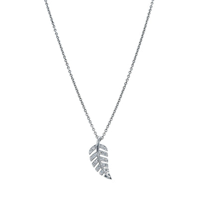 9ct White Gold Diamond Fern Pendant - Earrings - Walker & Hall