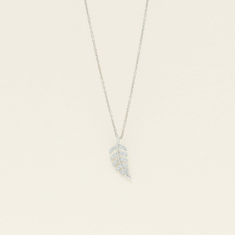 9ct White Gold Diamond Fern Pendant - Earrings - Walker & Hall