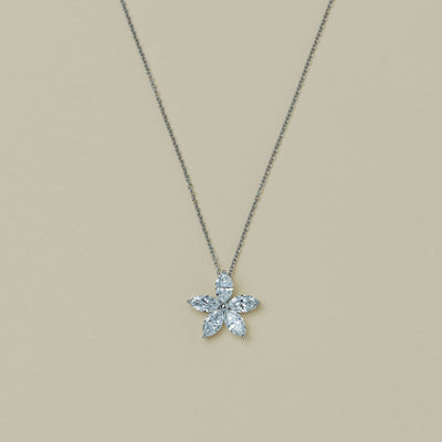 18ct White Gold 2.09ct Diamond Jasmine Star Pendant - Necklace - Walker & Hall