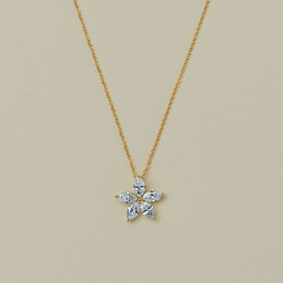 18ct Yellow Gold 2.00ct Diamond Jasmine Star Pendant - Necklace - Walker & Hall