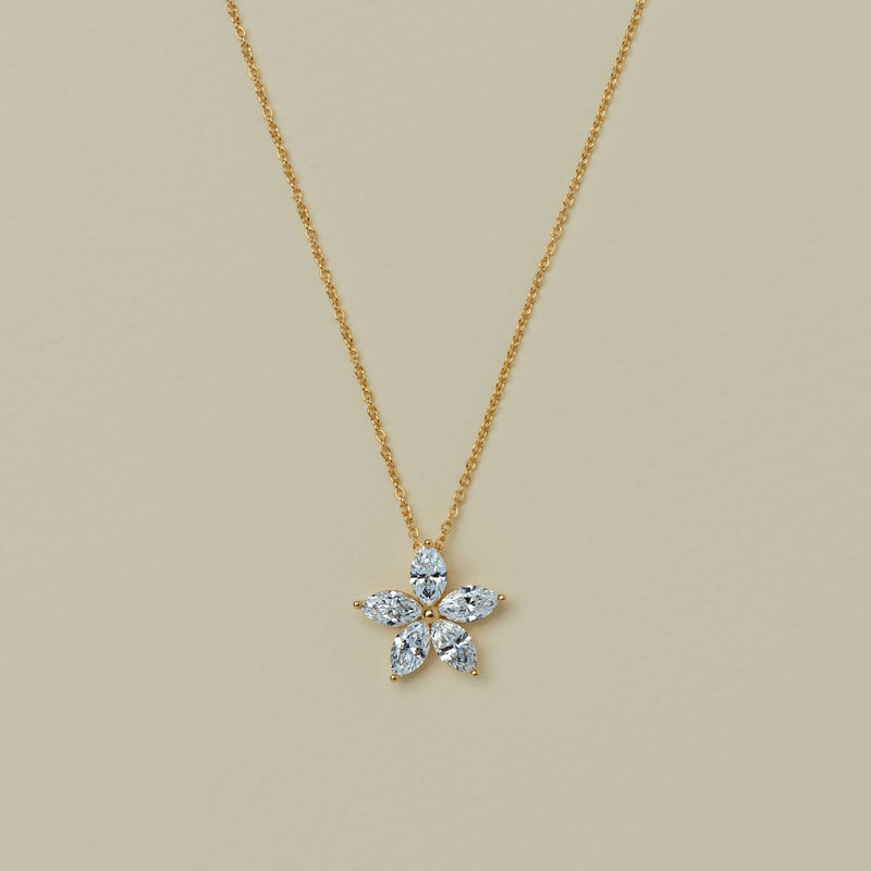 18ct Yellow Gold 2.00ct Diamond Jasmine Star Pendant - Necklace - Walker & Hall