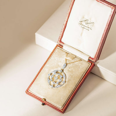 Vintage 9ct Gold & Silver .66ct Diamond Pendant / Brooch - Necklace - Walker & Hall