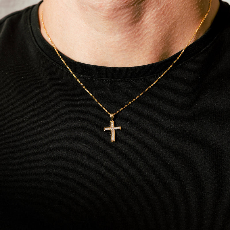 18ct Yellow Gold .30ct Diamond Cross Pendant - Necklace - Walker & Hall