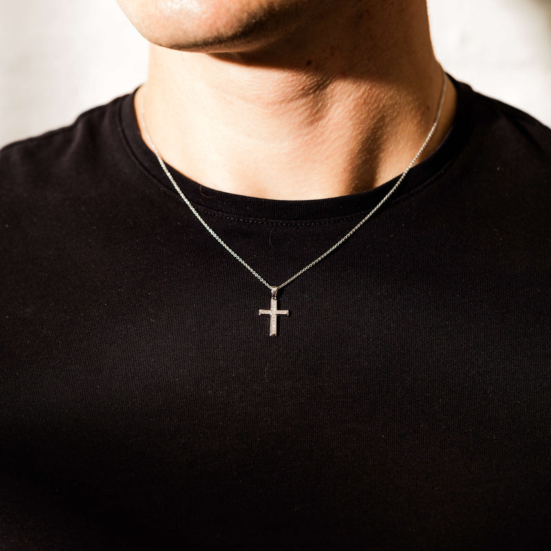 18ct White Gold .30ct Diamond Cross Pendant - Necklace - Walker & Hall