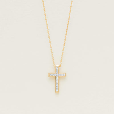 Deja Vu 18ct Yellow Gold .50ct Diamond Cross Pendant - Necklace - Walker & Hall