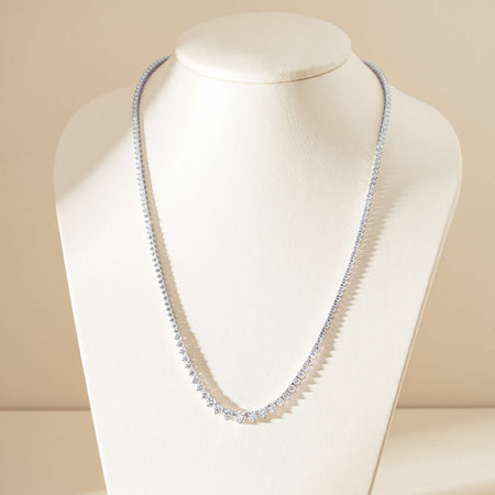18ct White Gold 8.22ct Diamond Graduated Tennis Necklace - Necklace - Walker & Hall