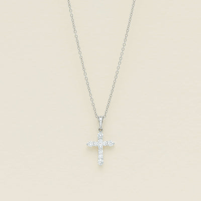 18ct White Gold .35ct Diamond Cross Pendant