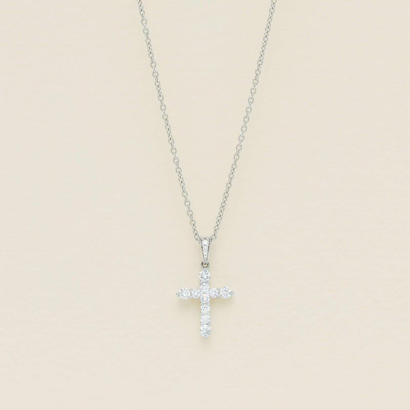 18ct White Gold .35ct Diamond Cross Pendant