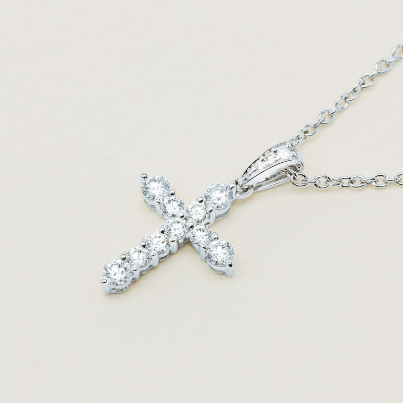 18ct White Gold .35ct Diamond Cross Pendant