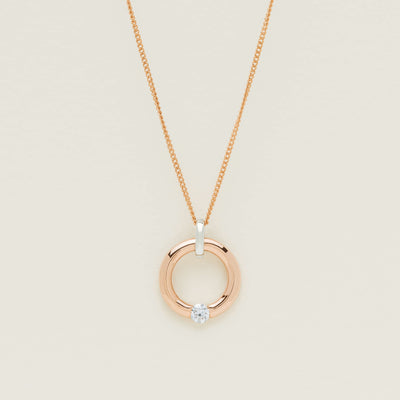 Deja Vu 9ct Rose & White Gold Diamond Circular Pendant
