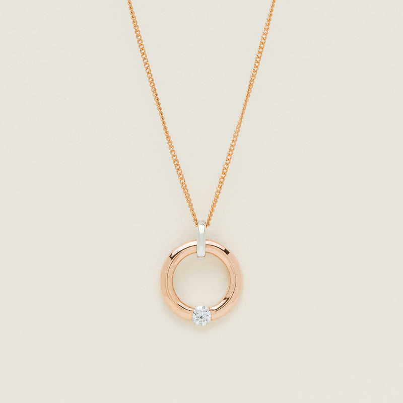 Deja Vu 9ct Rose & White Gold Diamond Circular Pendant