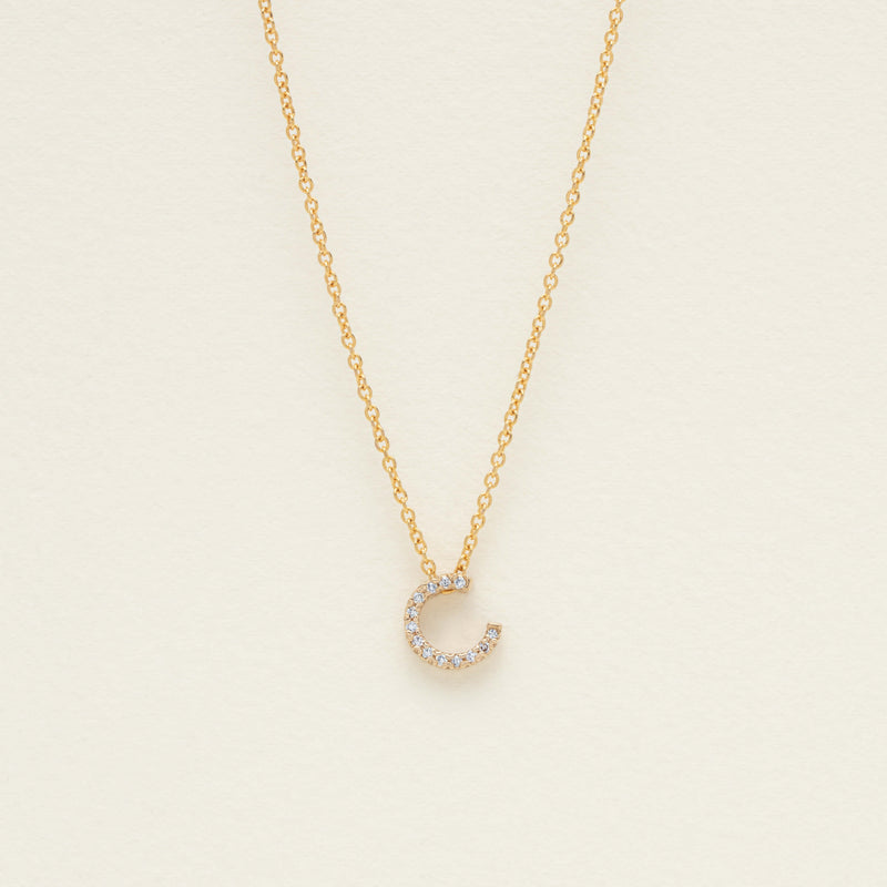 Deja Vu 9ct Yellow Gold Diamond Letter 'C' Pendant - Necklace - Walker & Hall