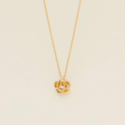 18ct Yellow Gold Diamond Albertine Rose Pendant