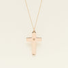 Vintage 9ct Rose Gold Hollow Diamond Cross Pendant - Necklace - Walker & Hall