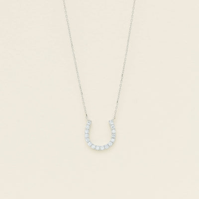 9ct White Gold Diamond Horseshoe Pendant - Necklace - Walker & Hall