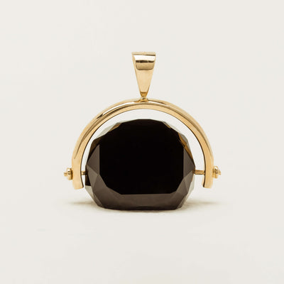 9ct Yellow Gold Onyx Spinner Pendant - Necklace - Walker & Hall