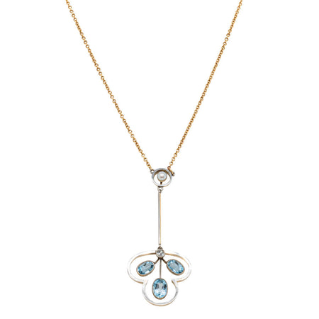 Vintage 18ct Yellow Gold Aquamarine Pendant-Necklace-Walker & Hall