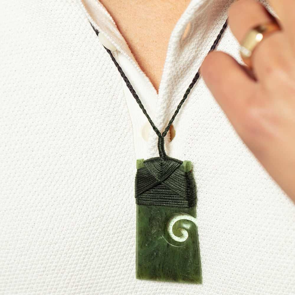 NZ Greenstone Koru Toki Pendant Walker Hall