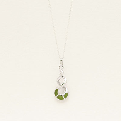 Sterling Silver NZ Greenstone Twist Pendant - Necklace - Walker & Hall