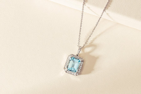 Aquamarine and Diamond Empire Pendant