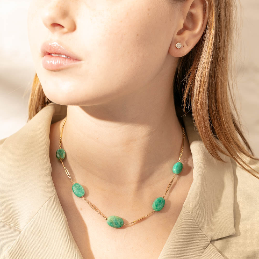 Gold chalcedony necklace store