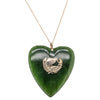 Vintage 9ct Yellow Gold Greenstone Heart Pendant - Necklace - Walker & Hall