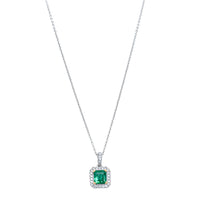 18ct White Gold .93ct Emerald & Diamond Empire Pendant - Necklace - Walker & Hall