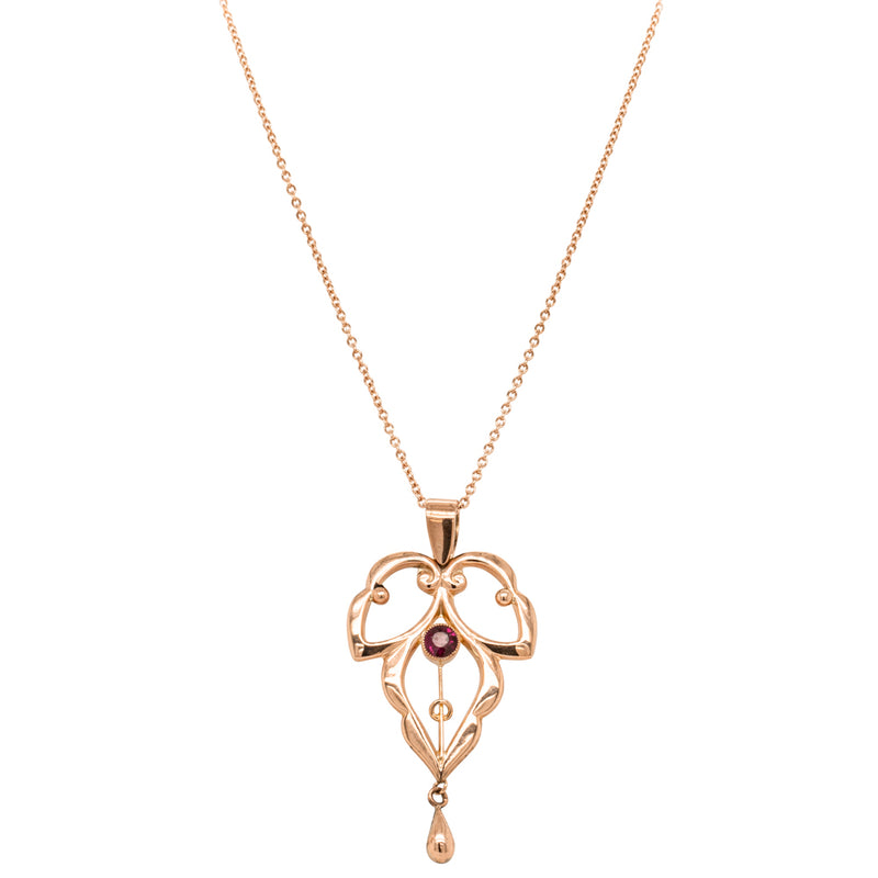 Vintage 9ct Rose Gold Leaf Pendant-Necklace-Walker & Hall
