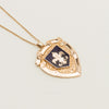 Vintage 9ct Rose Gold Enamel Shield Pendant - Necklace - Walker & Hall