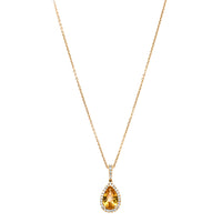 18ct Yellow Gold 2.02ct Golden Sapphire & Diamond Sierra Pendant - Necklace - Walker & Hall