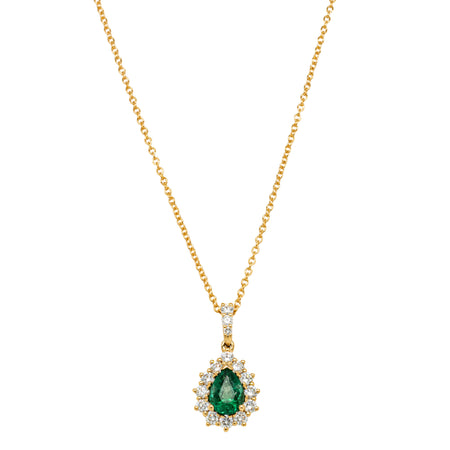 18ct Yellow Gold .85ct Emerald & Diamond Belle Pendant