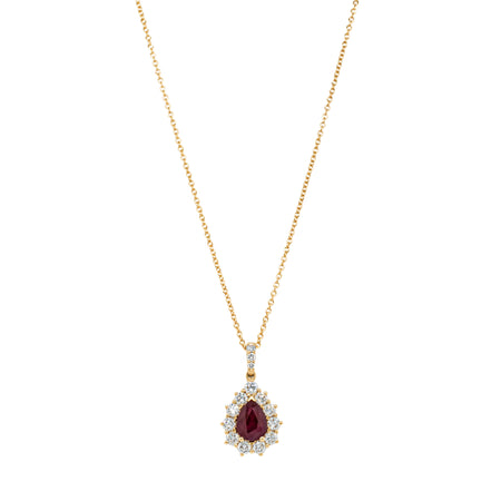 18ct Yellow Gold 1.25ct Ruby & Diamond Belle Pendant